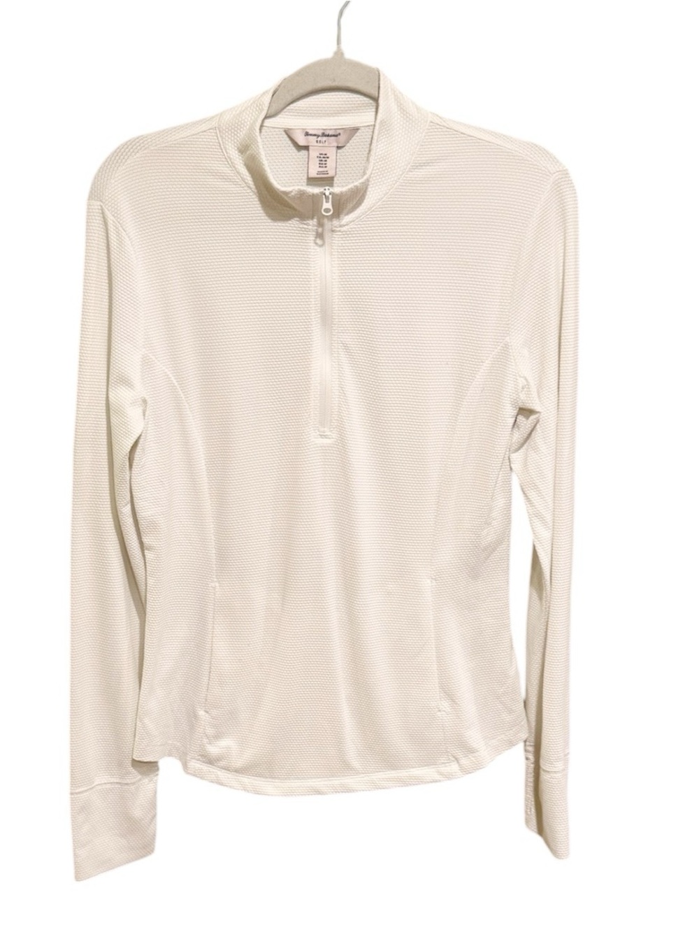 Tommy Bahama Women’s Golf Off-White Textured Quarter-Zip Pullover - Size Medium
